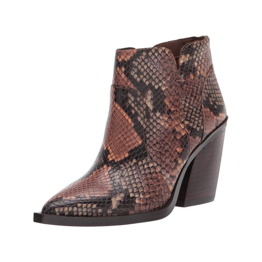 VINCE CAMUTO Womens Purple Animal Print Zip-Up Leather Dress Booties 5.5 M